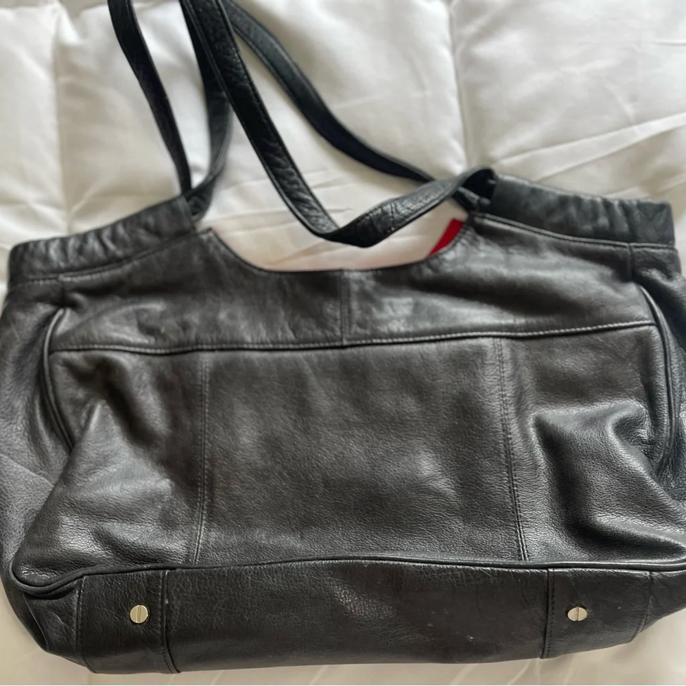 Lily jade diaper bag Black Leather with Red Lining